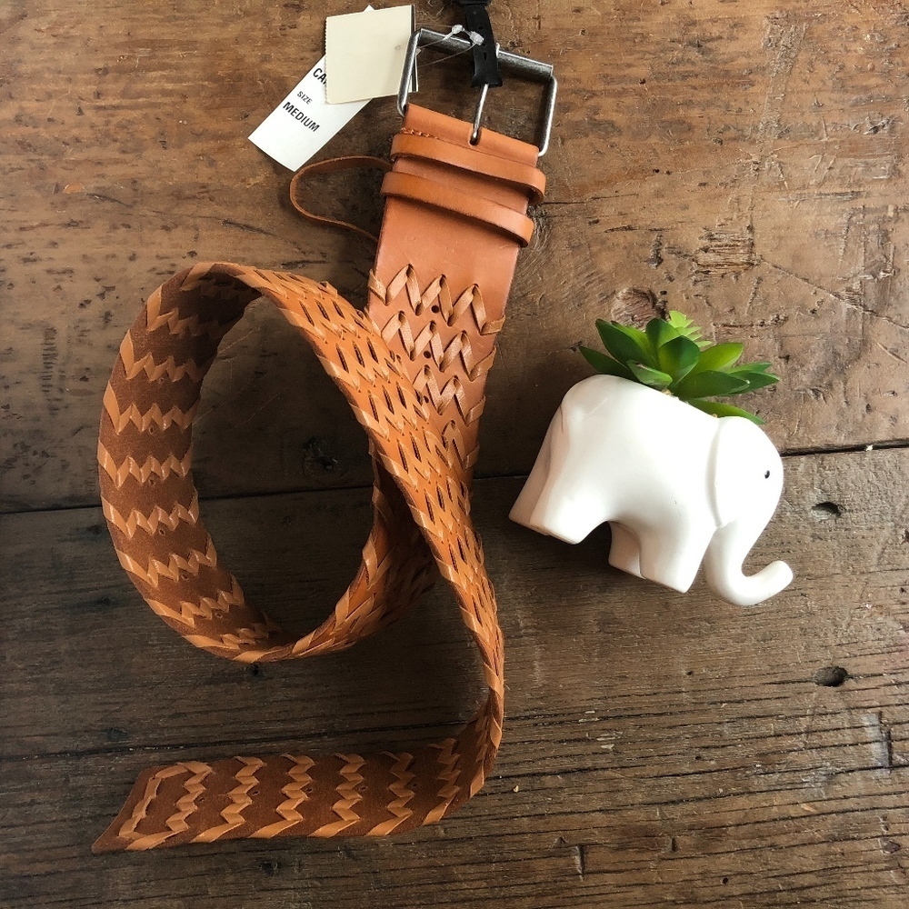 Nanette Lepore 3" Camel Woven Belt M